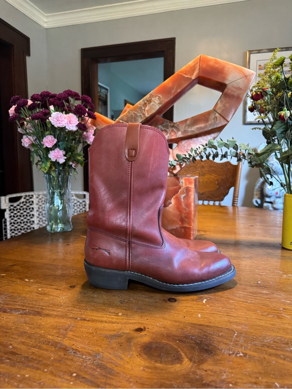 Vintage Brown Leather Cowboy Boots Sz 10